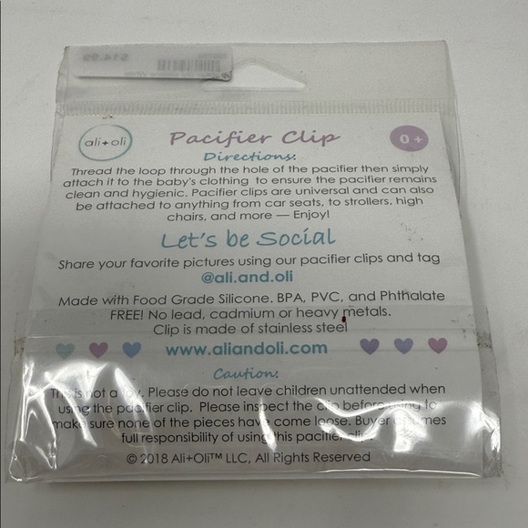 ali + oli White Pacifier Clip baby - Picture 2 of 3